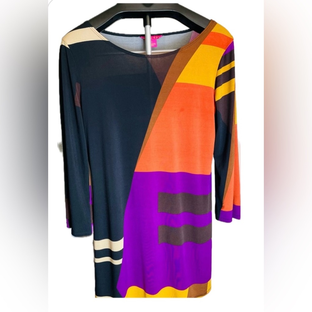 Sunny Leigh Multi-Color Print Long Sleeve Dress Size L